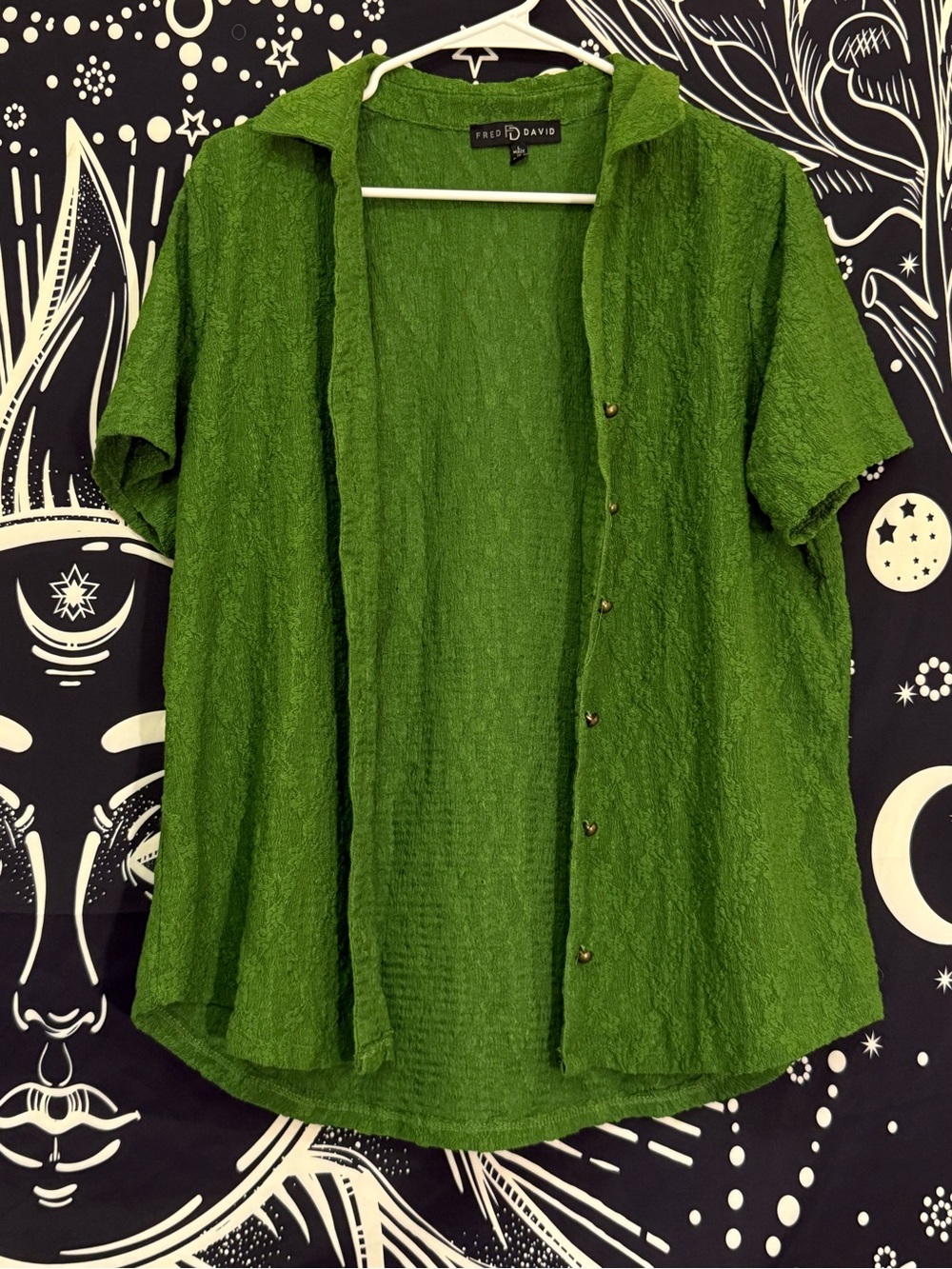 Fred David Bright Green Textured Top